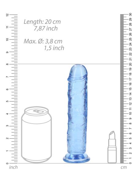 Niebieskie żelowe dildo z przyssawką waginalne i analne 20 cm - 2