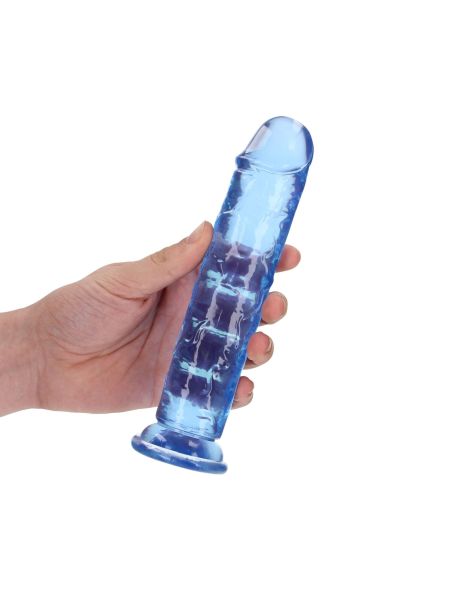 Niebieskie żelowe dildo z przyssawką waginalne i analne 20 cm - 3
