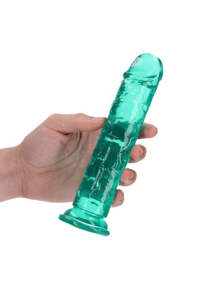 Zielone żelowe dildo z przyssawką waginalne i analne 20 cm - 3