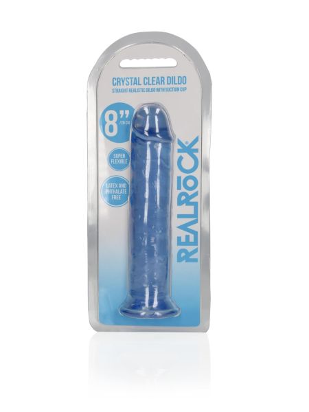 Niebieskie żelowe dildo z przyssawką waginalne i analne 22 cm - 2