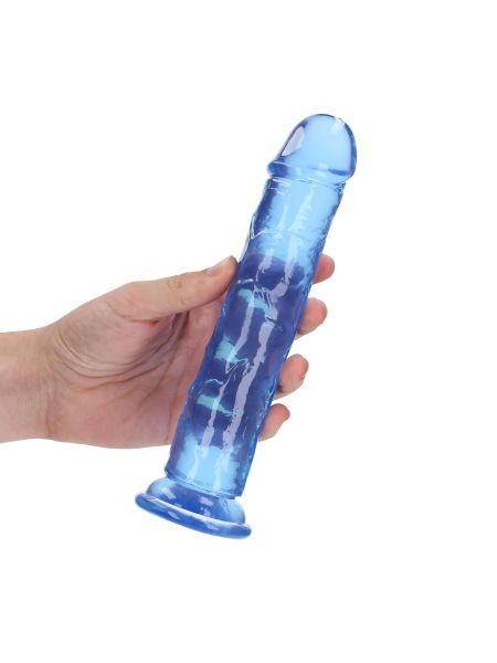 Niebieskie żelowe dildo z przyssawką waginalne i analne 22 cm - 4