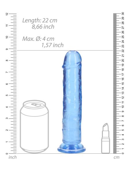 Niebieskie żelowe dildo z przyssawką waginalne i analne 22 cm - 6