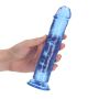 Niebieskie żelowe dildo z przyssawką waginalne i analne 22 cm - 5