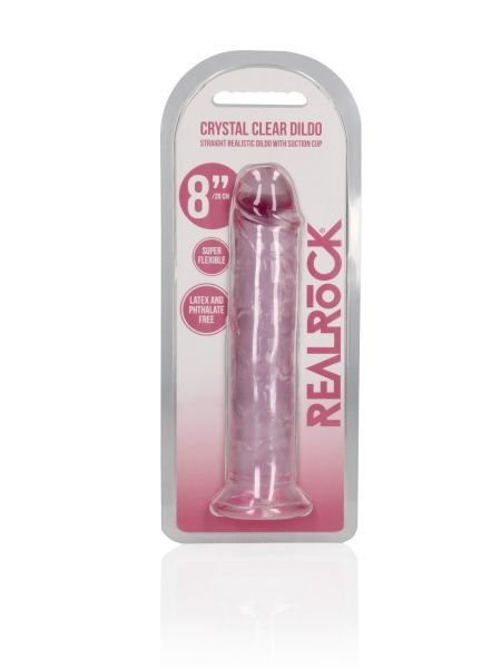 Różowe żelowe dildo z przyssawką waginalne i analne 22 cm - 2