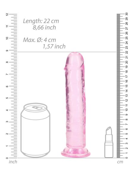 Różowe żelowe dildo z przyssawką waginalne i analne 22 cm - 7