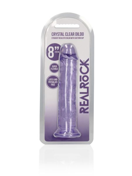Żelowe fioletowe dildo z przyssawką waginalne i analne 22 cm - 2