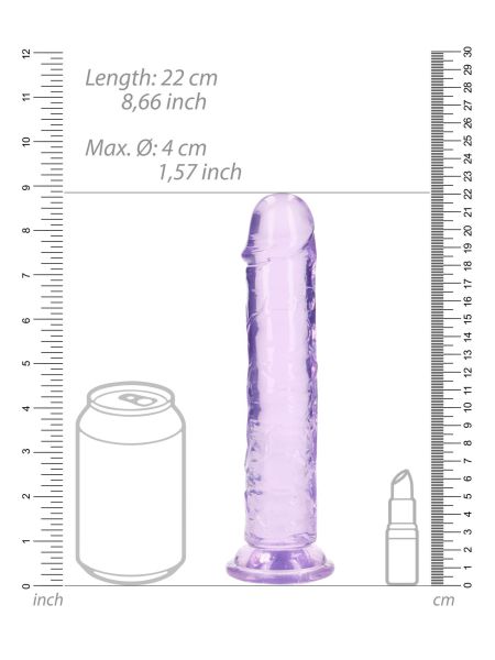 Żelowe fioletowe dildo z przyssawką waginalne i analne 22 cm - 6