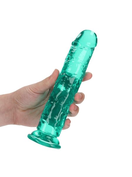 Żelowe zielone dildo z przyssawką waginalne i analne 22 cm - 4