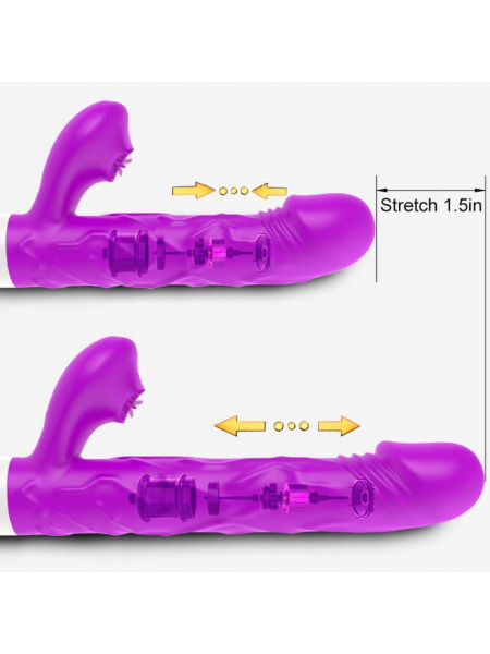 Wibrator damski grzejący i posuwisty królik z ruchomym języczkiem - 6