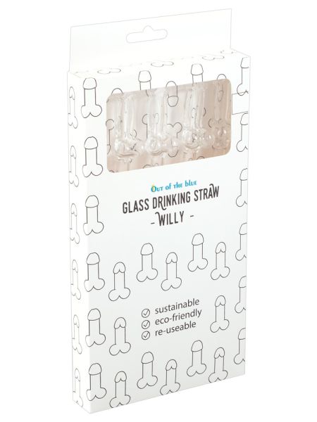 Glass Drinking Straw Willy x 4