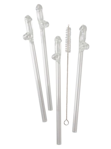 Glass Drinking Straw Willy x 4 - 4