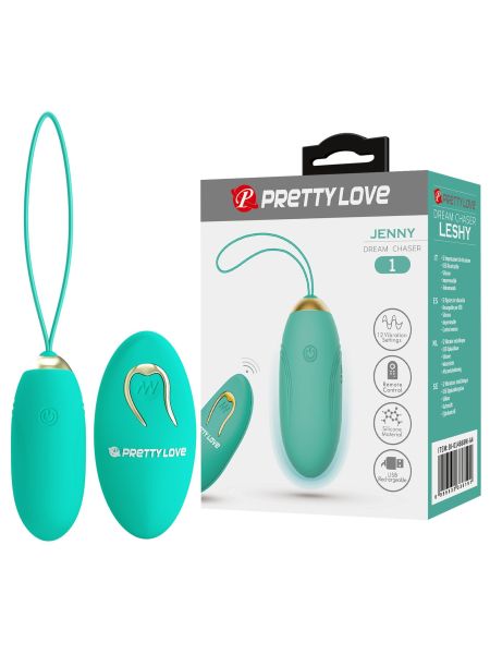 Wibrujące jajeczko -PRETTY LOVE - JENNY Dream chaser 1, Green, Wireless remote control 12 vibration functions