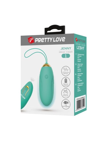 Wibrujące jajeczko -PRETTY LOVE - JENNY Dream chaser 1, Green, Wireless remote control 12 vibration functions - 7