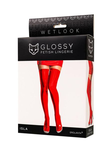 Pończochy samonośne Wetlook Glossy Isla RED rozmiar L - 4