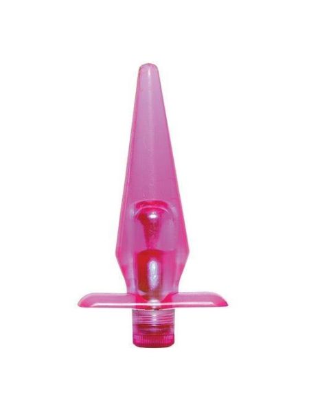 Wibrujący korek analny stożkowy do penetracji anusa róż - 2