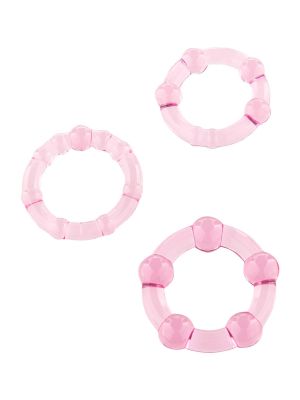 Zestaw 3 pierścienie rozciągliwe na twardy penis różowe - image 2