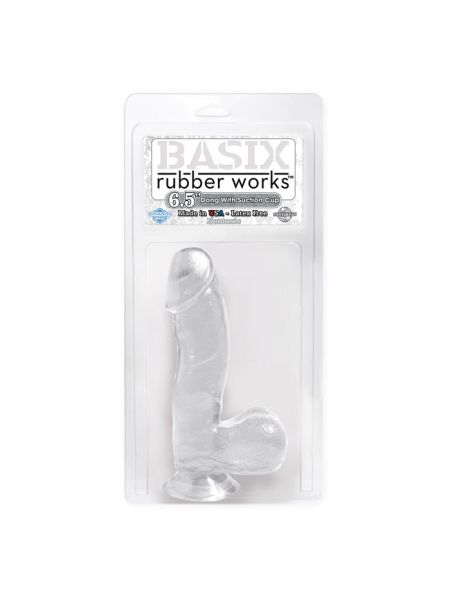 Dildo-BASIX 6.5"""" DONG W SUCTION CUP CLEAR - 2