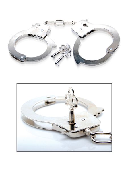 Stalowe kajdanki metalowe na klucz krępowanie BDSM - 3