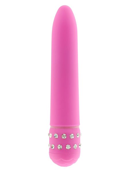 Klasyczny prosty wibrator gładki zdobiony 15 cm różowy - 4