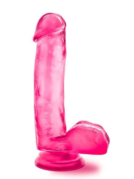 Dildo różowe grube z żyłkami i mocną przyssawką 18 cm - 2