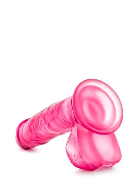 Dildo różowe grube z żyłkami i mocną przyssawką 18 cm - 4