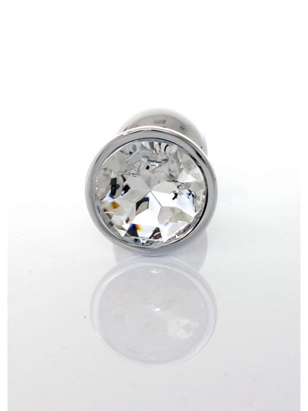 Korek stalowy analny plug ozdobny kryształ 7cm biały - 4