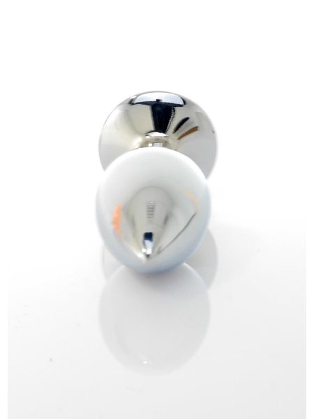 Korek stalowy analny plug ozdobny kryształ 7cm biały - 8