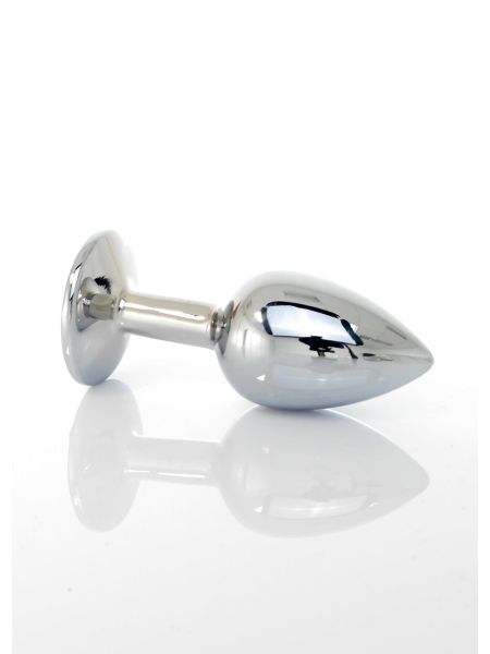 Korek stalowy analny plug ozdobny kryształ 7cm biały - 9
