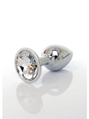 Korek stalowy analny plug ozdobny kryształ 7cm biały - image 2