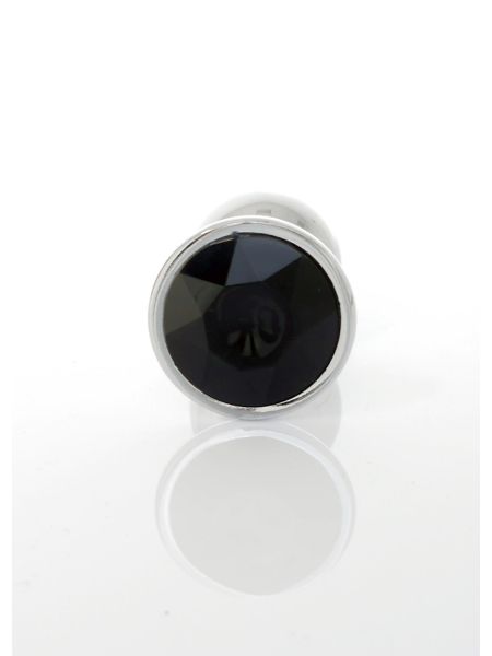 Korek stalowy analny plug ozdobny kryształ 7cm czarny - 4