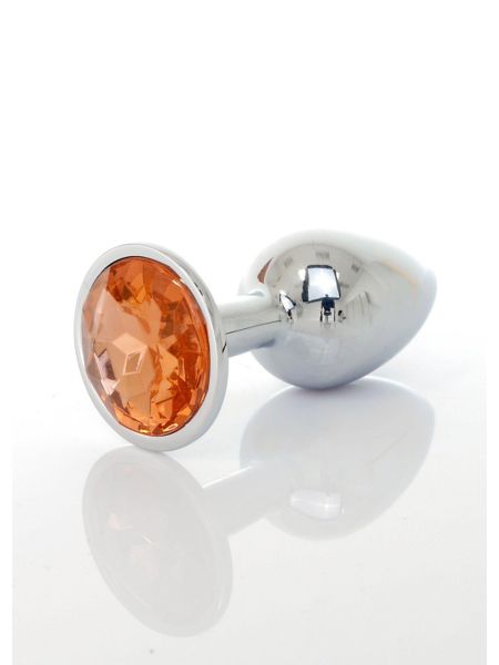 Korek stalowy analny plug ozdobny kryształ 7cm pomarańczowy - 2