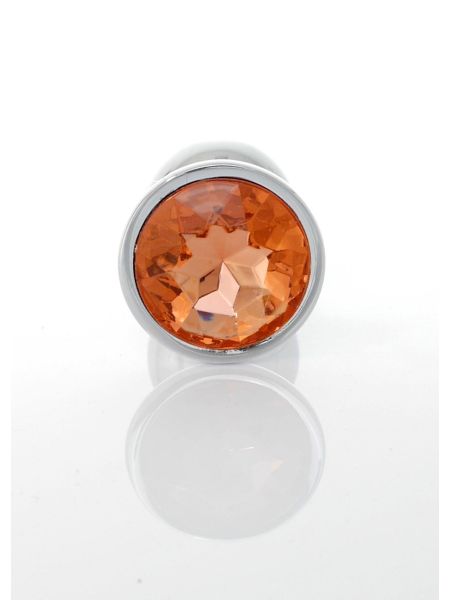 Korek stalowy analny plug ozdobny kryształ 7cm pomarańczowy - 4