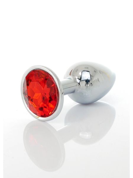 Korek stalowy analny plug ozdobny kryształ 7cm czerwony - 2