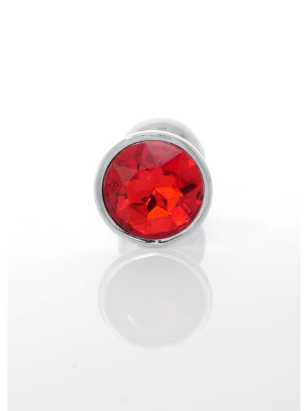 Korek stalowy analny plug ozdobny kryształ 7cm czerwony - 4