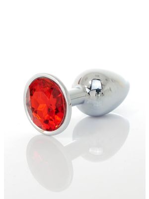 Korek stalowy analny plug ozdobny kryształ 7cm czerwony - image 2