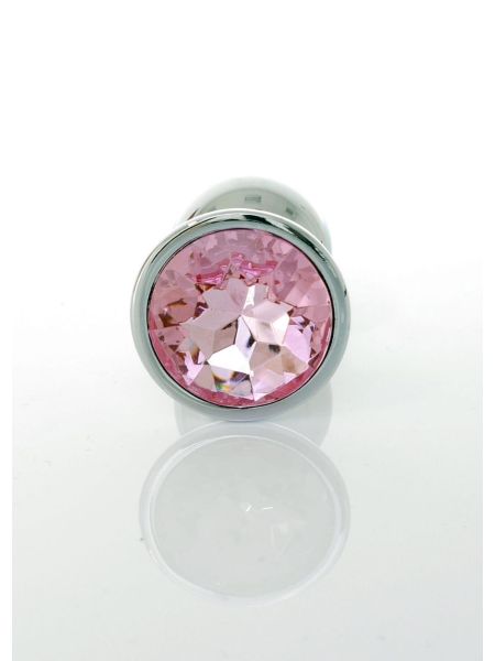 Korek stalowy analny plug ozdobny kryształ 7cm różowy - 4