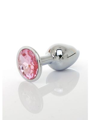 Korek stalowy analny plug ozdobny kryształ 7cm różowy - image 2