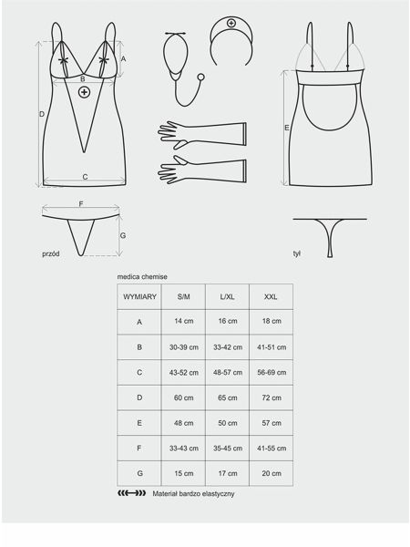 Kostium erotyczny pielęgniarka Medica L/XL stetoskop - 3