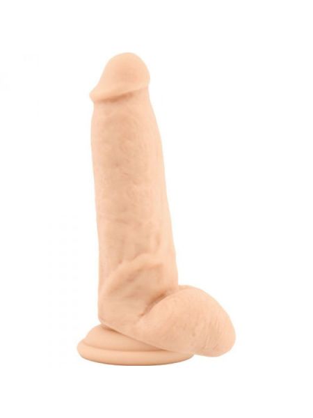 Dildo z przyssawką realistyczny penis jądra 19 cm cielisty - 2