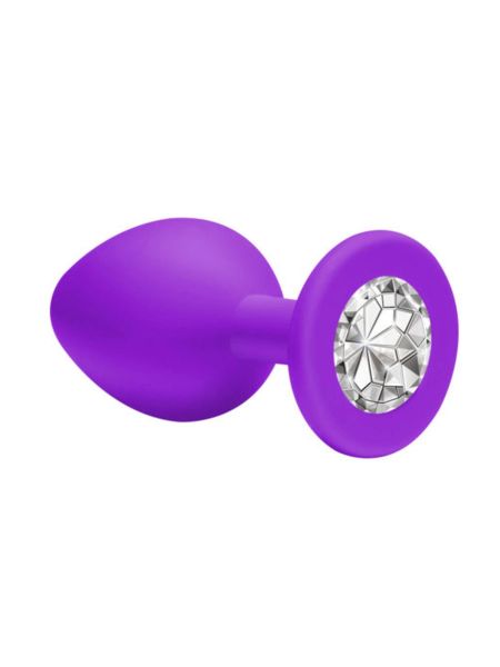 Ozdobny korek analny sex plug z kryształkiem 7 cm fiolet - 3