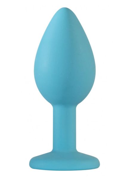 Ozdobny korek analny sex plug z kryształkiem 7 cm turkus - 2