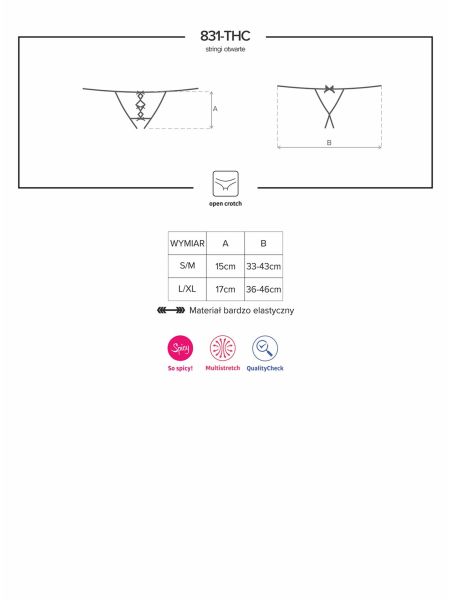 Stringi otwarte w kroku rozcięte 831-THC-1 S/M - 10