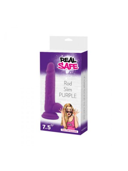Dildo penis realistyczny sex jądra przyssawka 19cm fioletowy
