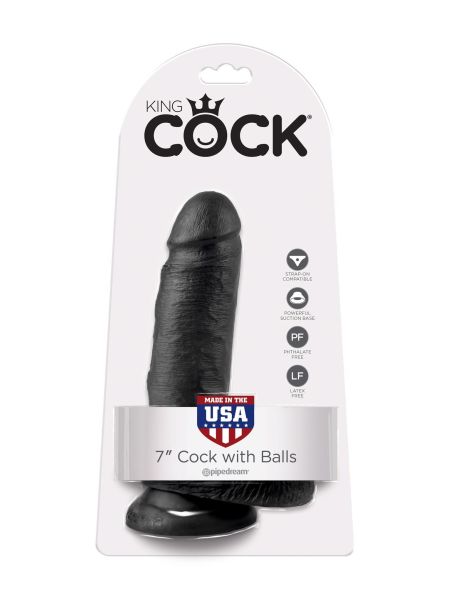 Dildo-COCK 7 INCH W/ BALLS BLACK - 4