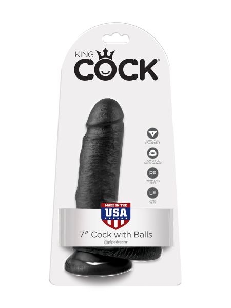 Dildo-COCK 7 INCH W/ BALLS BLACK - 3