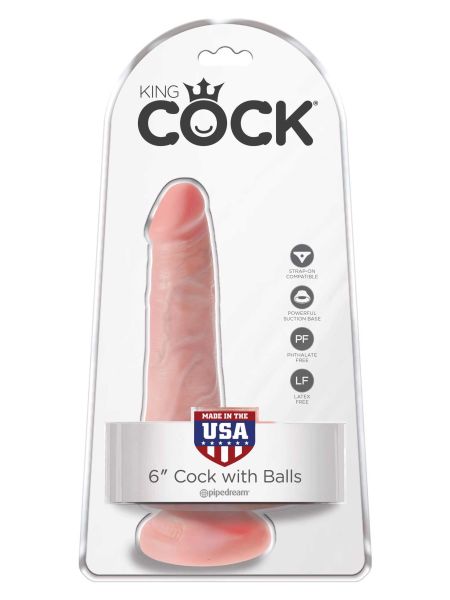 Dildo-KING COCK 6"" COCK WITH BALLS FLESH - 3