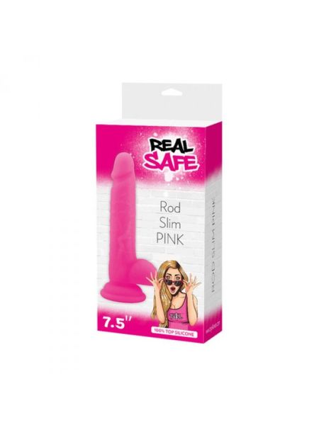 Dildo z jądrami przyssawką realistyczny penis 19 cm różowe