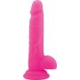 Dildo z jądrami przyssawką realistyczny penis 19 cm różowe - 3