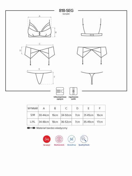 Komplet pas stringi sex biustonosz 818-SEG-1 S/M - 8