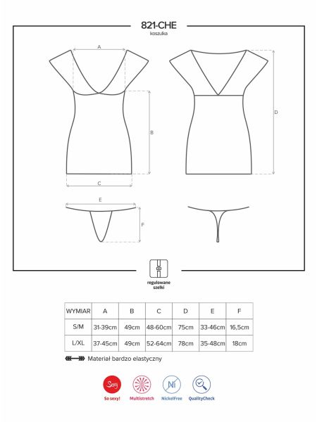 Erotyczna koszulka stringi komplet 821-CHE-1 S/M - 3